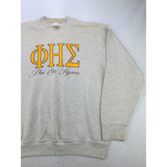 Mens Vintage Fruit of the Loom Phi Eta Sigma Pullover Sweatshirt SZ XL Gray - Picture 4 of 11